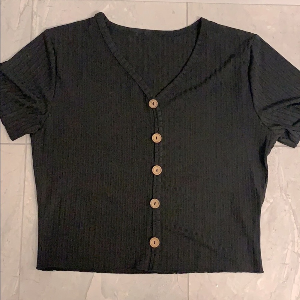 v cut button up t- shirt